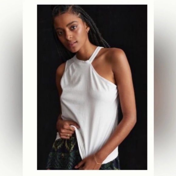 ANTHROPOLOGIE Asymmetrical Cutout Tank Women's XXS White EUC - Picture 10 of 10